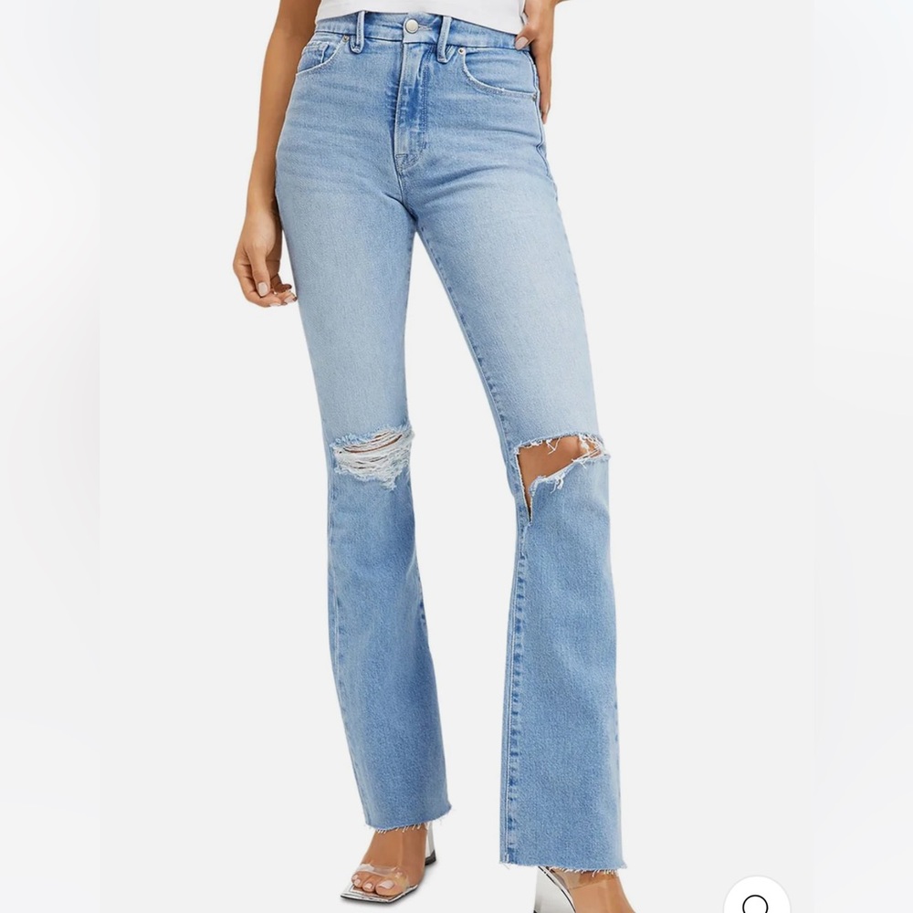 Good American Womens High Waisted Distressed Boot Jeans NWT